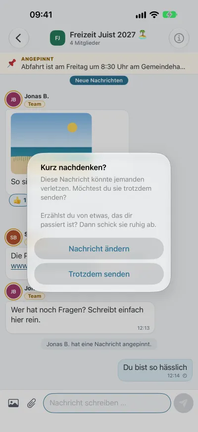 Hinweis: Diese Nachricht könnte jemanden verletzen